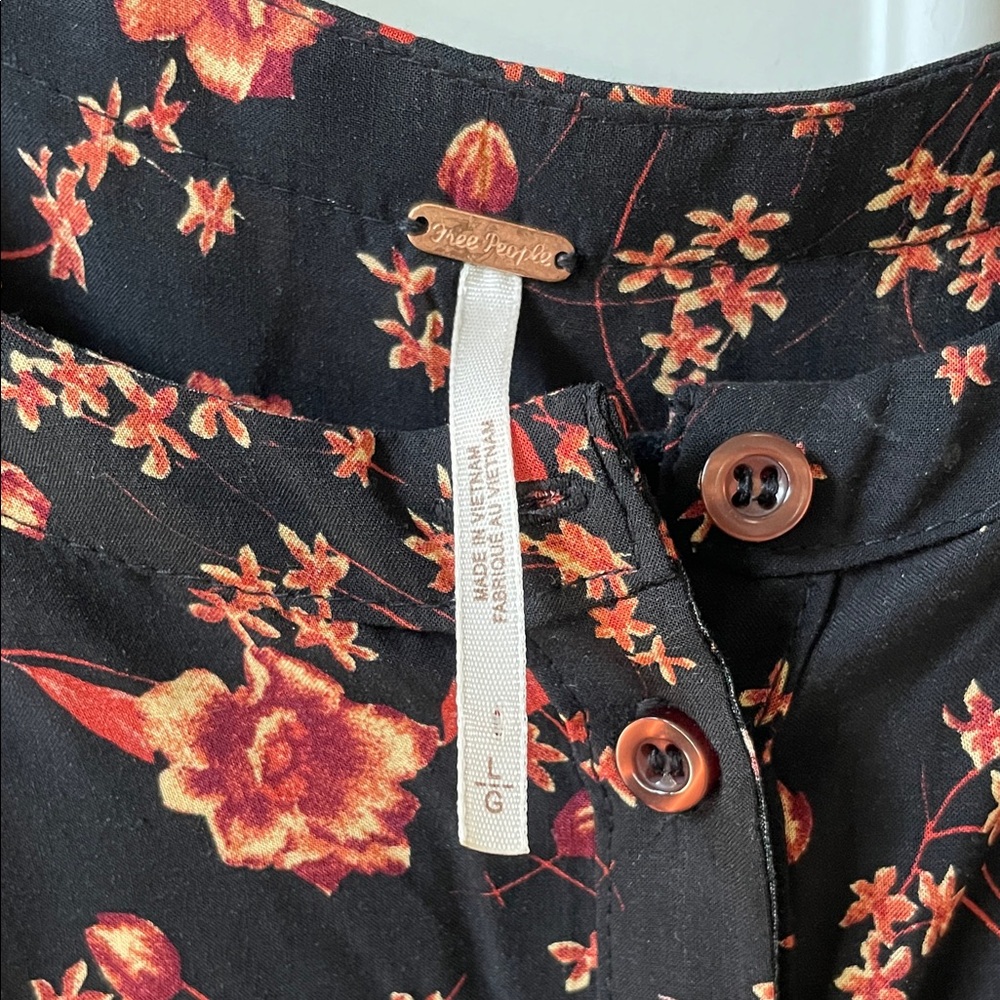 Free People Black and Orange Floral Button-Up Dress - Picture 3 of 10